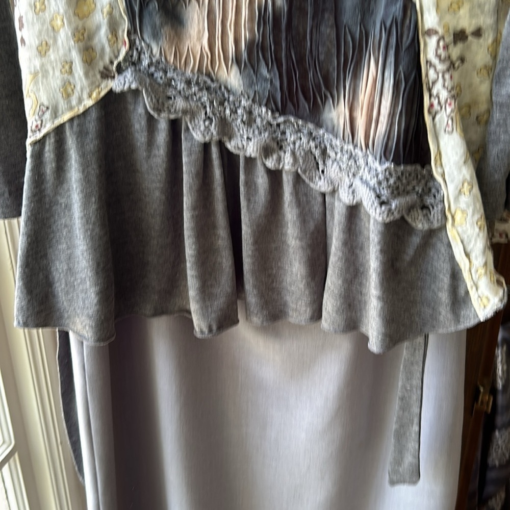Steampunk Concert Festival Long Sleeve 80% Cotton Knit Dress Mix Media Tunic - Picture 9 of 10